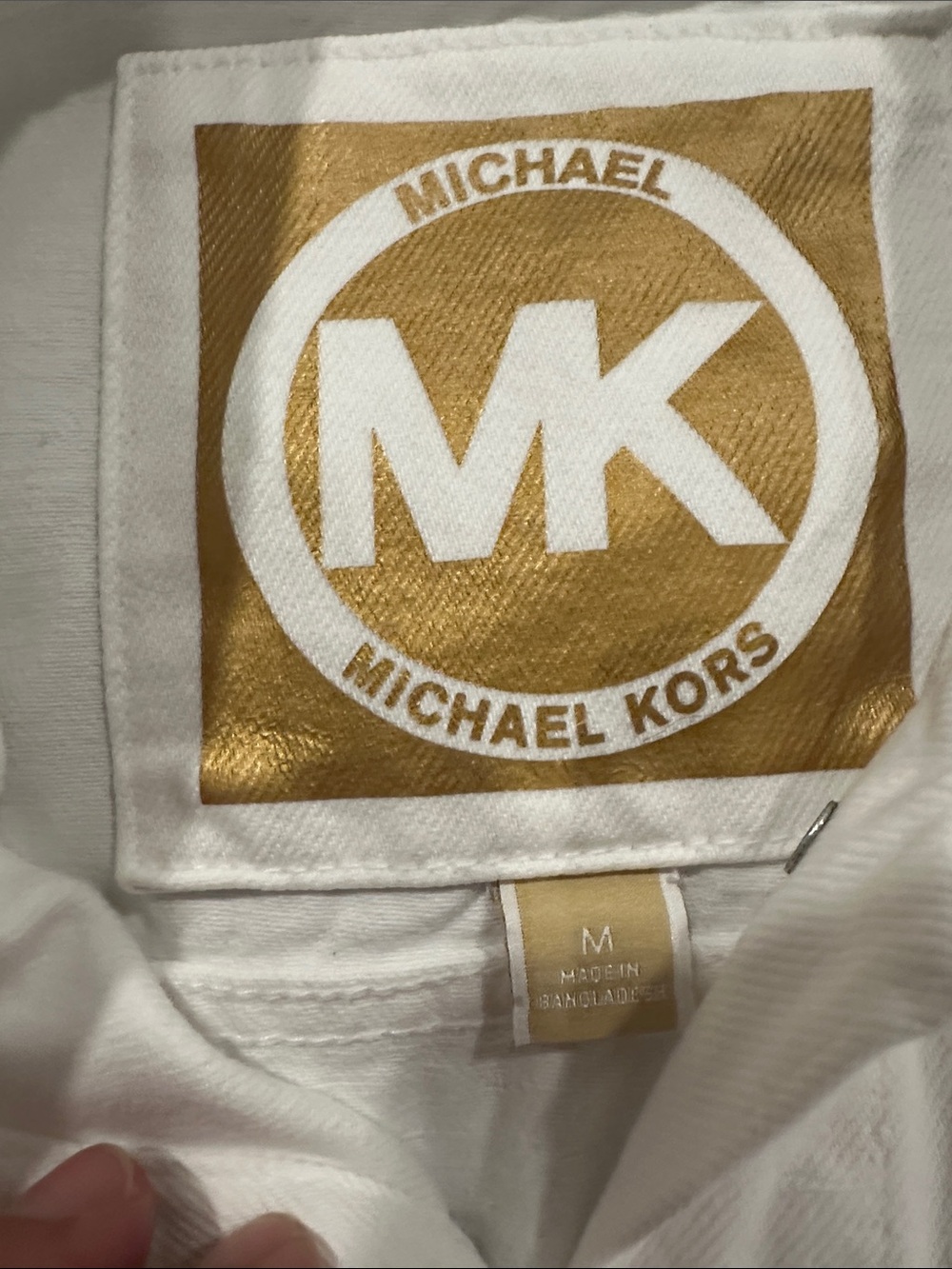 Michael Kors White Denim Jean Jacket with Gold Buttons - Picture 2 of 5